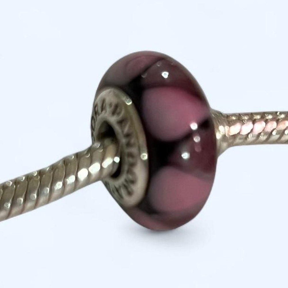 Pandora Silver and Murano glass Purple charm - Picture 2 of 7